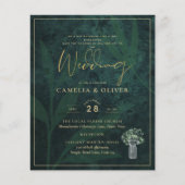 Budget Emerald Green Gold Modern Wedding Invite (Voorkant)