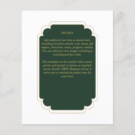 BUDGET Emerald Green Gold MONOCHROME Weddenschap P Flyer (Achterkant)
