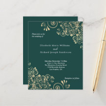Budget Emerald Green Gold Swirl Weddenschap