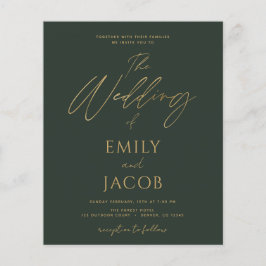 Budget Emerald Green Gold Wedding Modern Flyer