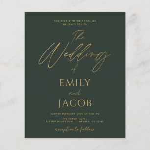 Budget Emerald Green Gold Wedding Modern Flyer