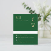 BUDGET Emerald Green Gold Wedding RSVP (Staand voorkant)