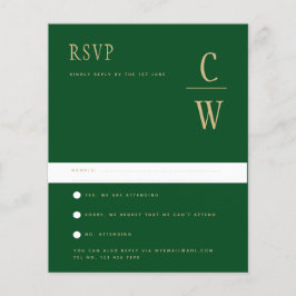 BUDGET Emerald Green Gold Wedding RSVP