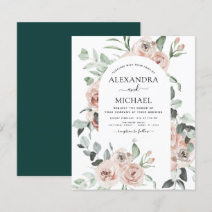 Budget Emerald Green Greenery Wedding Invitations