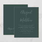 Budget Emerald Green Minimalist Wedding Invitation (Voorkant / Achterkant)