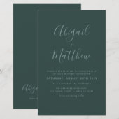 Budget Emerald Green Minimalist Wedding Invitation (Voorkant / Achterkant)