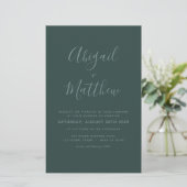 Budget Emerald Green Minimalist Wedding Invitation (Staand voorkant)