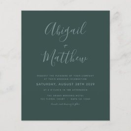 Budget Emerald Green Minimalist Wedding Invitation Flyer