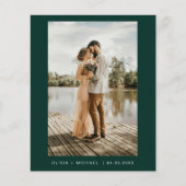 Budget Emerald Green Minimalistische Fotobruiloft (Voorkant)