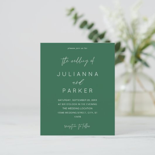 Budget Emerald Green MOD Calligraphy Wedding (Staand voorkant)