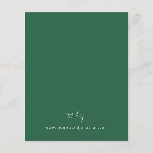 Budget Emerald Green MOD Calligraphy Wedding Flyer (Achterkant)