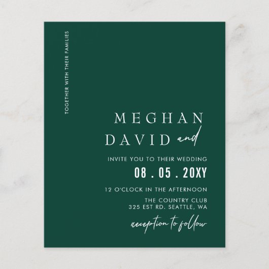 Budget Emerald Green Modern Wedding (Voorkant)