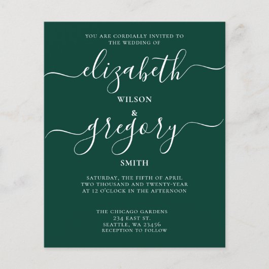 Budget Emerald Green Modern Wedding (Voorkant)