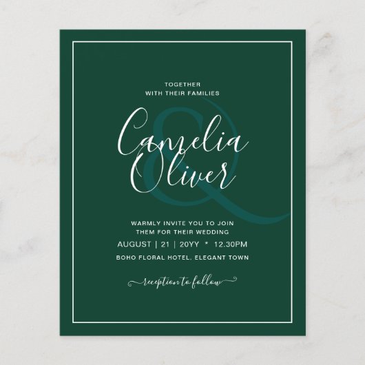 BUDGET Emerald Green Monochrome Tekst Flyer (Voorkant)