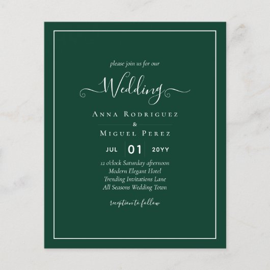 BUDGET Emerald Green Monochrome Tekst Flyer (Voorkant)