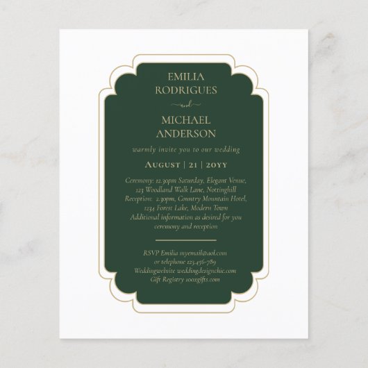 BUDGET Emerald Green Monochrome Tekst Flyer (Achterkant)