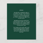 BUDGET Emerald Green Monochrome Weddenschap Flyer (Achterkant)