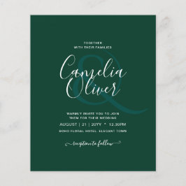 BUDGET Emerald Green Monochrome Weddenschap Flyer