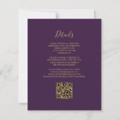 Budget Emerald Green Paarse QR Code Huwelijksuitno (Achterkant)