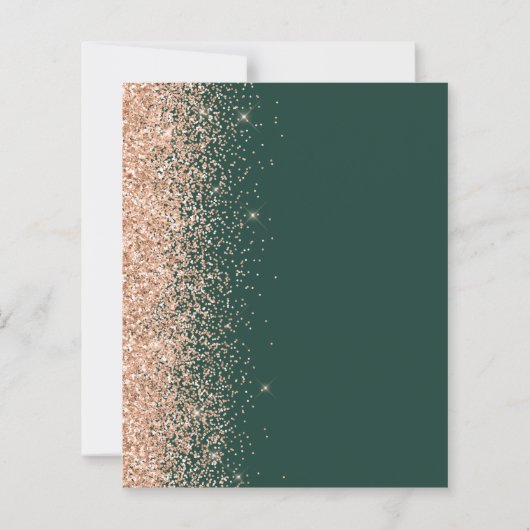 Budget Emerald Green Peach Glitter Wedding Invite (Achterkant)