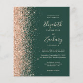 Budget Emerald Green Peach QR Code Huwelijksuitnod (Voorkant)