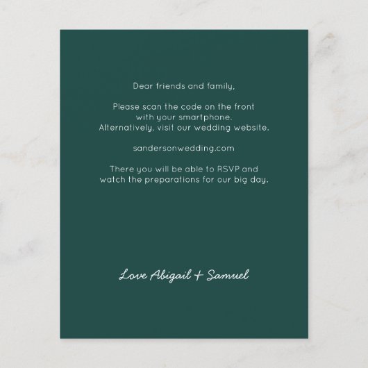 Budget Emerald Green QR Code All in One Wedding (Achterkant)