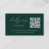Budget Emerald Green QR Code RSVP Trouwwebsite Informatiekaartje (Voorkant)