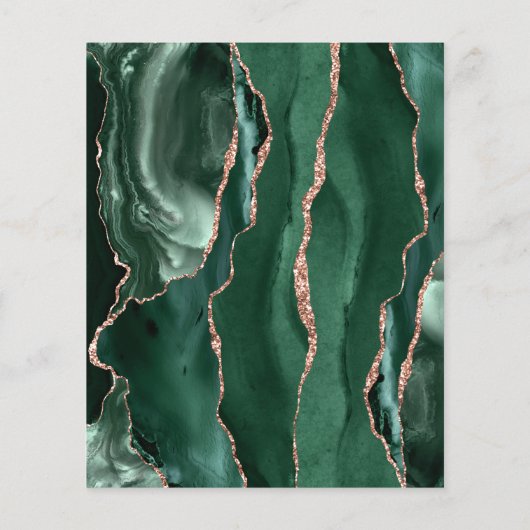 Budget Emerald Green Roos Gold Agate Dark Wedding (Achterkant)