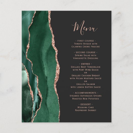 Budget Emerald Green Roos Gold Agate Dark Wedding (Voorkant)