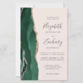 Budget Emerald Green Rose Gold Agate Blush Wedding (Voorkant)