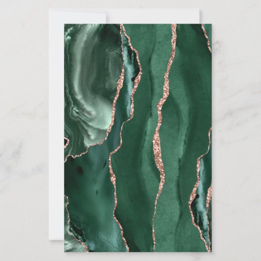 Budget Emerald Green Rose Gold Agate Wedding (Achterkant)