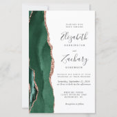 Budget Emerald Green Rose Gold Agate Wedding (Voorkant)