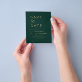 Budget Emerald Green Save the Date Elegant Foto Flyer (Hand)