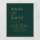 Budget Emerald Green Save the Date Elegant Foto Flyer (Voorkant)