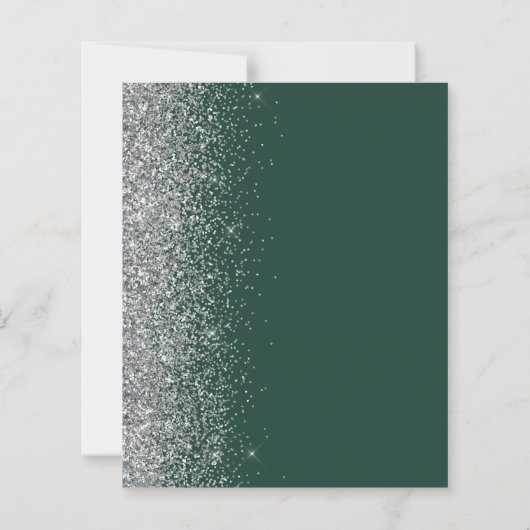 Budget Emerald Green Silver Glitter Wedding Invite (Achterkant)