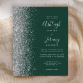 Budget Emerald Green Silver Glitter Wedding Invite