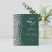 Budget Emerald Green Silver Glitter Wedding Invite (Staand voorkant)