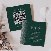 Budget Emerald Green Silver Wedding QR Code RSVP Informatiekaartje