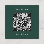 Budget Emerald Green Silver Wedding QR Code RSVP Informatiekaartje (Achterkant)