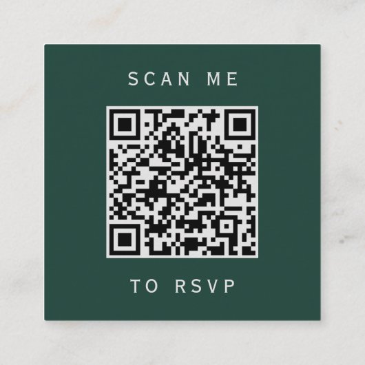 Budget Emerald Green Silver Wedding QR Code RSVP Informatiekaartje (Achterkant)