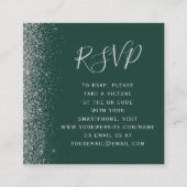 Budget Emerald Green Silver Wedding QR Code RSVP Informatiekaartje (Voorkant)
