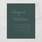 Budget Emerald Green Simple Wedding Flyer (Voorkant)