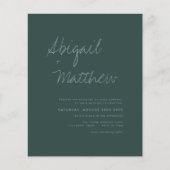 Budget Emerald Green Simple Wedding Uitnodiging (Voorkant)