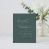 Budget Emerald Green Simple Wedding Uitnodiging (Staand voorkant)