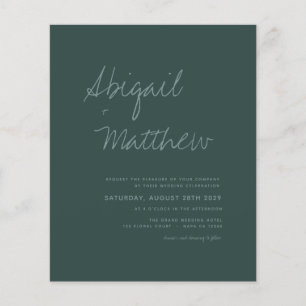 Budget Emerald Green Simple Wedding Uitnodiging