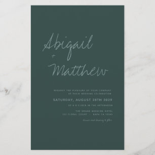 Budget Emerald Green Simple Wedding Uitnodiging Flyer
