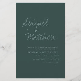 Budget Emerald Green Simple Wedding Uitnodiging Flyer