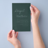 Budget Emerald Green Simple Wedding Uitnodiging Flyer (Hand)