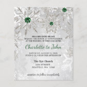 Budget Emerald Green Snowflakes Wedding-uitnodigin (Voorkant)