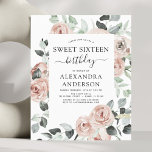 Budget Emerald Green Sweet Sixteen Birthday Party<br><div class="desc">Budget Dusty Pink,  Dusty Roos,  Emerald Green en Sage Green Floral Rozen en Eucalyptus Botanical Greenery Waterverf Spring of Summer Sweet Sixteen Birthday Party Invitations - omvat prachtige en elegante scripttypografie met moderne tropische botanische bloemen en groen voor de speciale zoete 16 viering.</div>